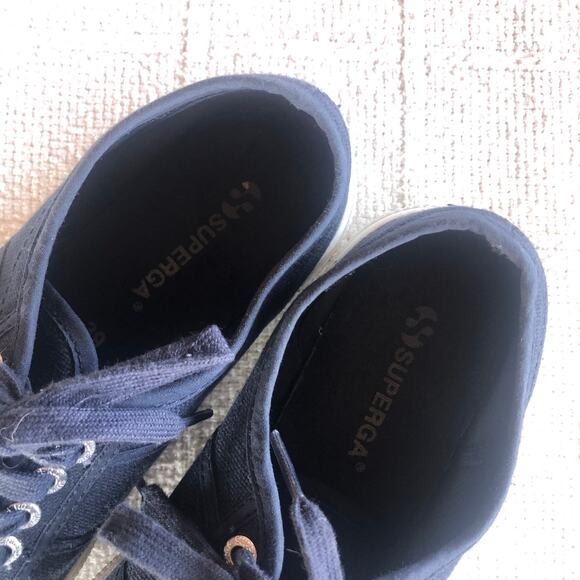 Superga The Classic COTU Canvas Tennis Shoe Sneakers Size 6.5 Blue Casual Preppy - Picture 6 of 10